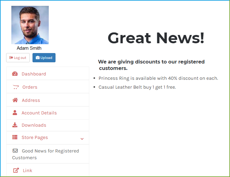 WooCommerce benutzerdefinierte Kontoseite - Layouts1